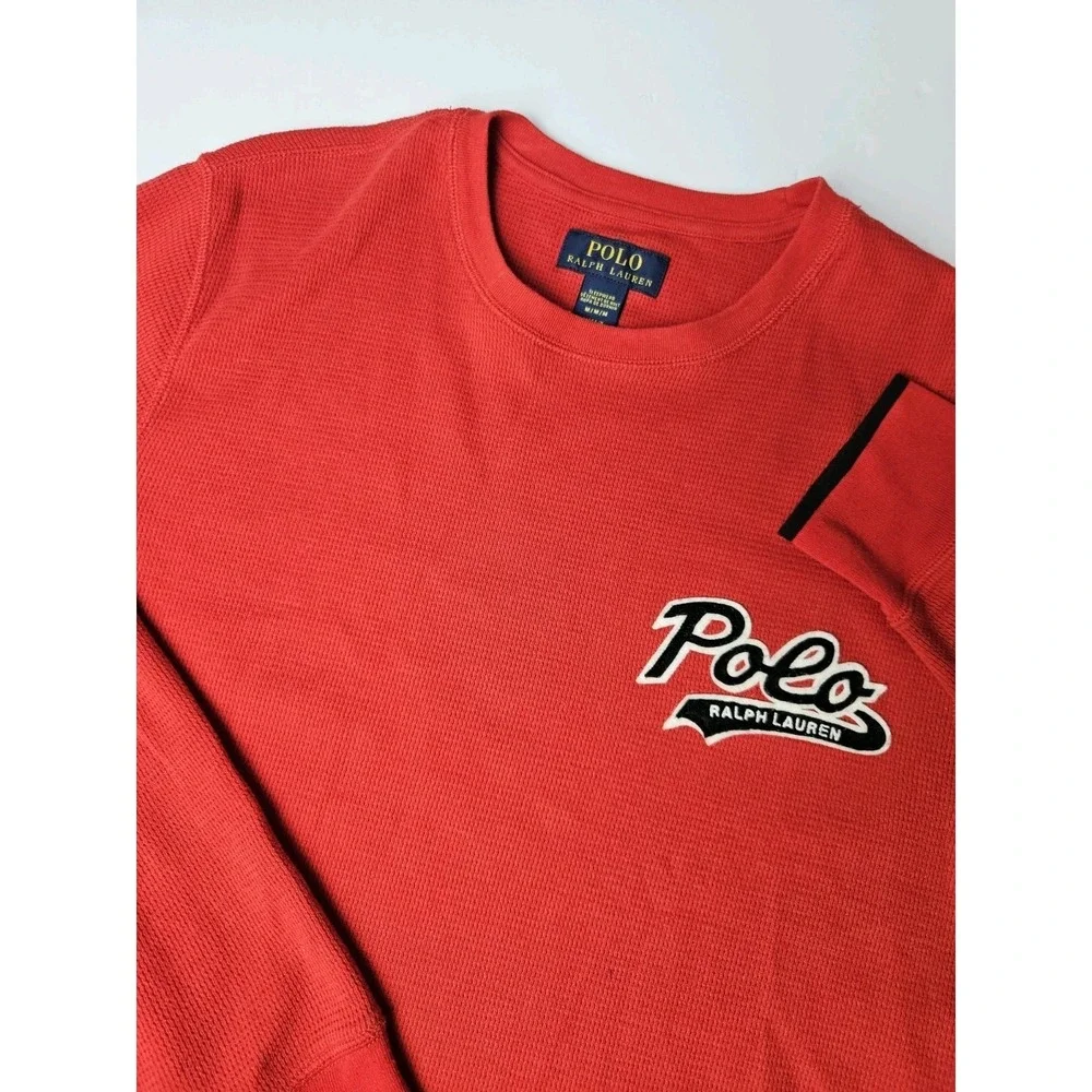 Polo Ralph Lauren Men's Long Sleeve Crew Neck Sleepwear Shirt Red Medium